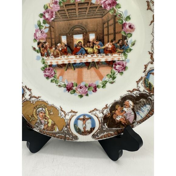 Vintage Last Supper Life of Jesus Wall Plate Porcelain 10 1/4" Religious Decor - Picture 6 of 8